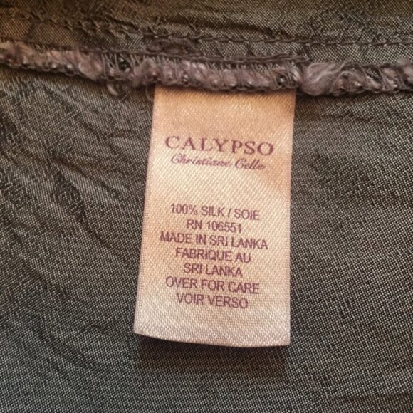 CALYPSO DRESS SHIFT PURPLE CRINKLE SILK SHORT SLEEVE POCKETS Size 4 - Picture 6 of 6